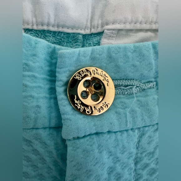 Lilly Pulitzer Buttercup Stretch Scallop Hem Shorts Aqua Blue Size 0 Summer - Picture 3 of 7